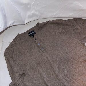 Bonobos Sweater Womens Brown Henley Knit Short Sleeve Pullover